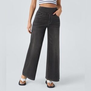 Halara Flex™ High Waisted Pockets Baggy Wide Leg Washed Casual Jeans NWOT